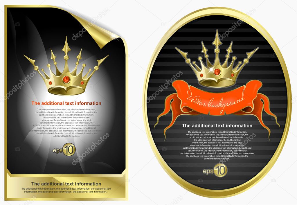 Background in ancient style with a gold crown. A vector illustration