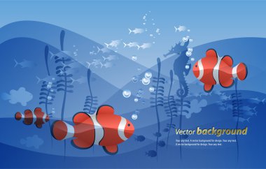 Vector background for design on a theme of the sea and fishes. clipart