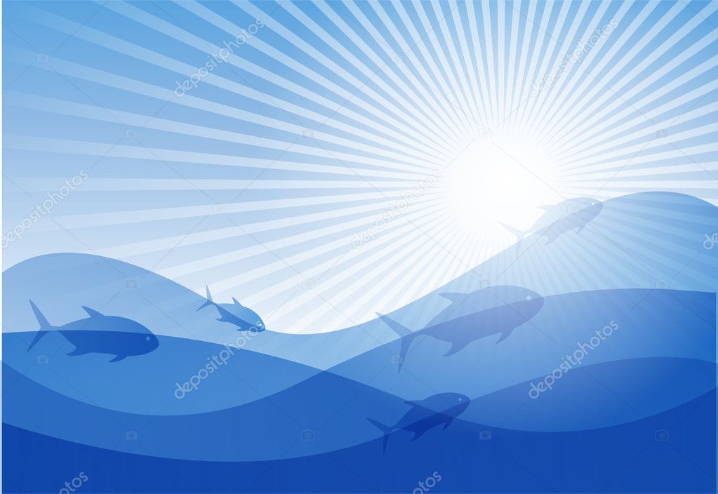 Vector background for design on a theme of the sea and fishes.