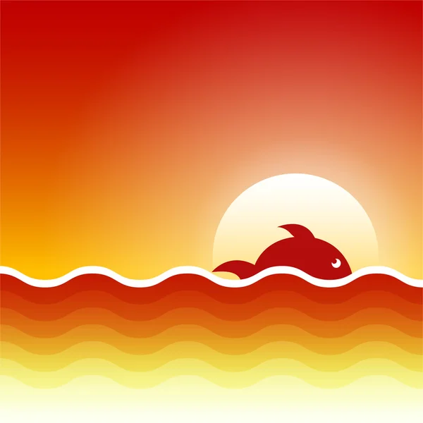 海と魚の主題の設計のためのベクトルの背景 — ストックベクタ