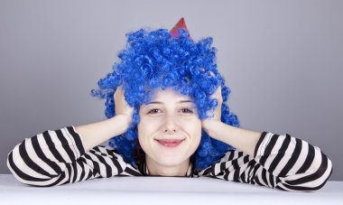 Portrait of blue-hair girl. clipart