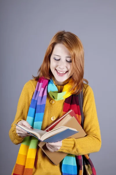 Молода студентка з книгами . — стокове фото