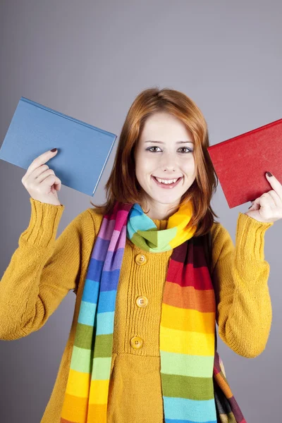 Studente ragazza con due libri . — Foto Stock