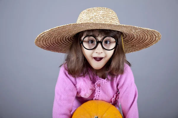 Funny girl in cap and glasses. — Stock Photo, Image