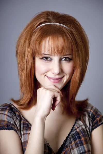 Portrait of red-haired girl. 60s style. — Stock Photo, Image