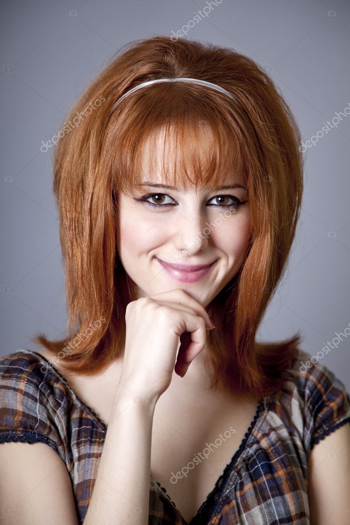 Portrait of red-haired girl. 60s style. — Stock Photo © massonforstock ...