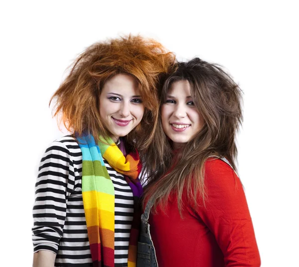 Two Funny Girls Studio Shot — Stock Photo, Image