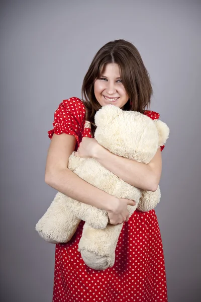 Funny Girl Teddy Bear Studio Shot — Stock Photo, Image