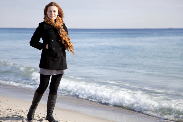 Red Haired Girl Beach Outdoor Shot — Stock Photo, Image