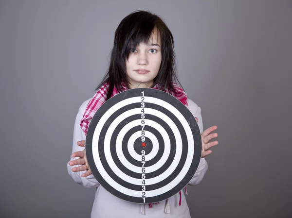 Girl with darts. — Stock Photo, Image