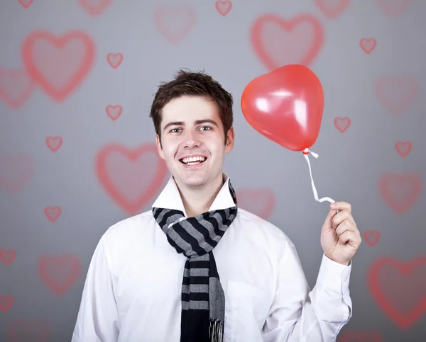 Alla Hjärtans Man Med Ballong — Stockfoto