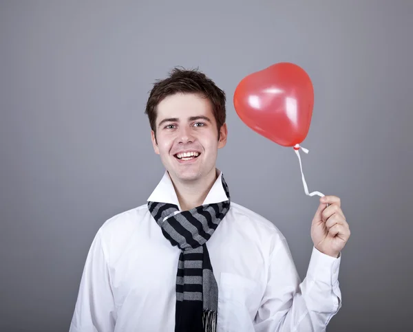 Alla Hjärtans Man Med Ballong — Stockfoto