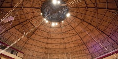 Roof of old european circus with wood construction. clipart