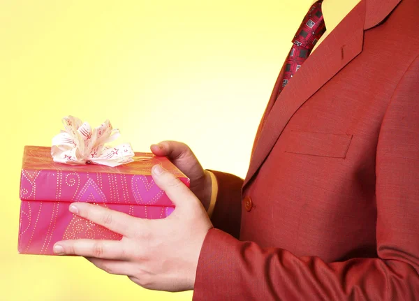 stock image Boy with present box