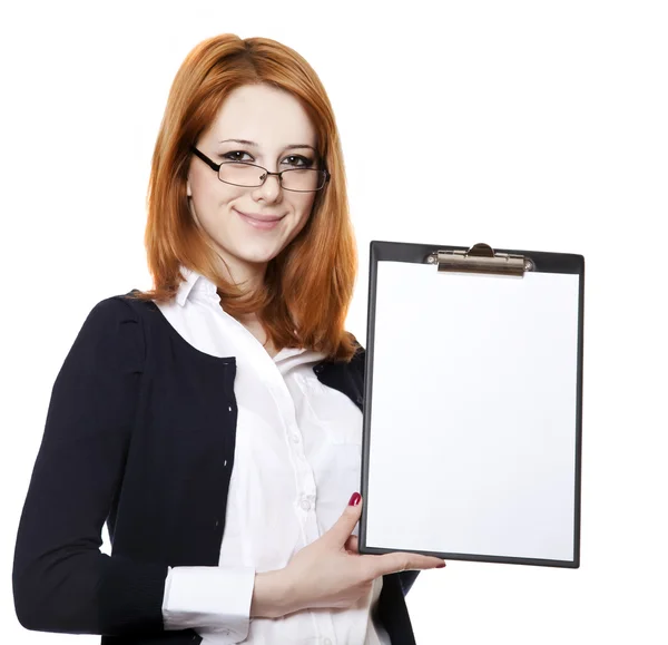 Portrait of the business woman with a represent folder. — Stock Photo, Image