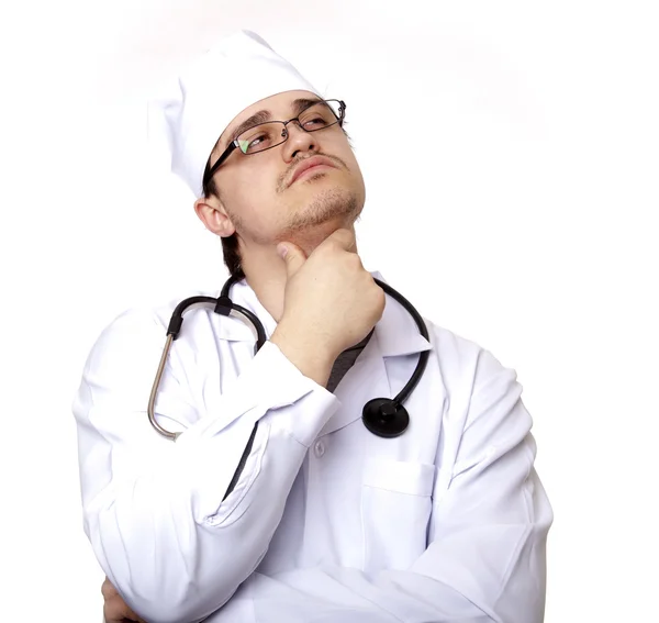 Смешной доктор медицины со стетоскопом — стоковое фото