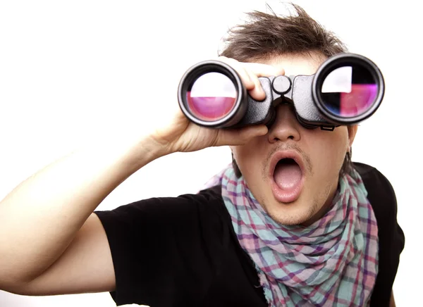 Boy with binocular — Zdjęcie stockowe