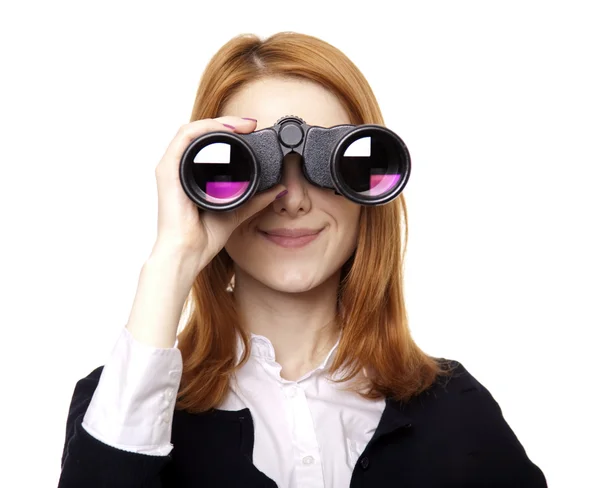 Mulheres de negócios que procuram com binocular — Fotografia de Stock