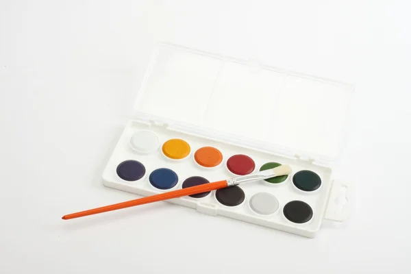 Brushes and water paints — Stock Photo, Image
