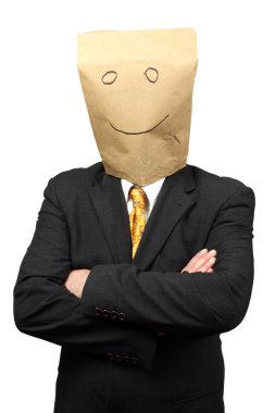 Businessman with a paper-bag clipart