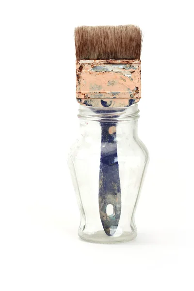 Paintbrush Glass Jar White — Stock Photo, Image