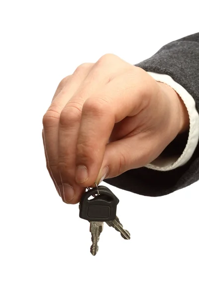 Nahaufnahme Der Hand Eines Mannes Mit Schlüsseln — Stockfoto