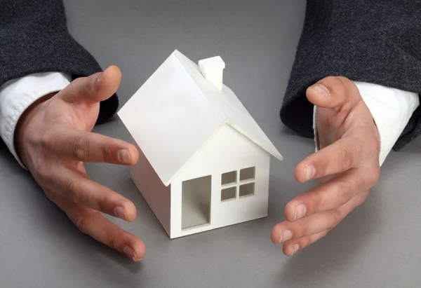 Hands House Model Real Property Insurance Concept — Stock Photo, Image