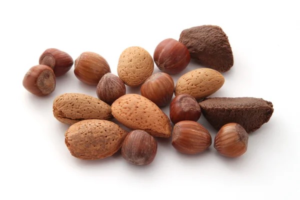 Mixed Nuts Plain White Background — Stock Photo, Image