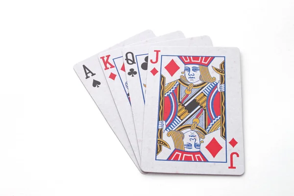 Азартні Ігри Гральними Картками Білому Тлі — стокове фото