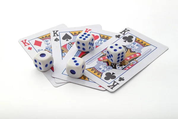Gambling with playing cards and dice. — Stock Photo, Image