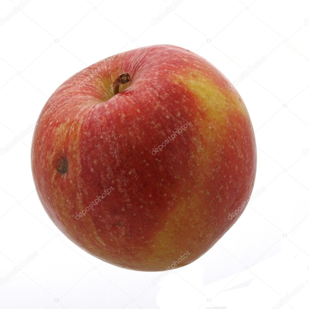 Red apple on a plain white background.