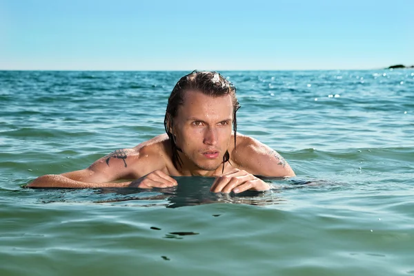 stock image Boy hiding in water