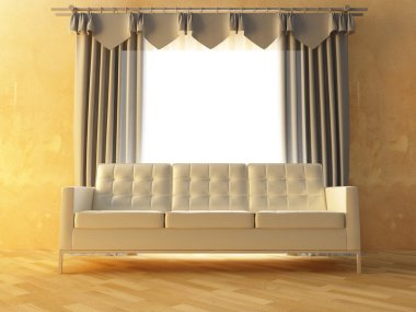 Sofa and curtain clipart