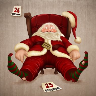 Tired Santa Claus clipart