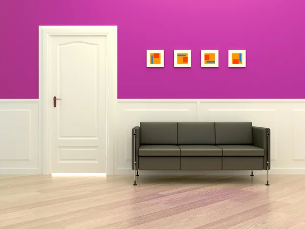 廊下の部屋での革のソファ — ストック写真
