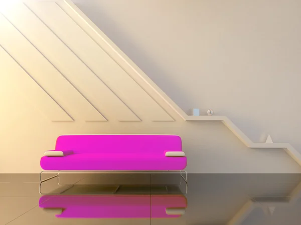 Sofá Violeta Casa Interior Moderna Luminosa —  Fotos de Stock