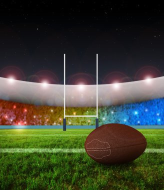 Rugby penalty kick - Night clipart