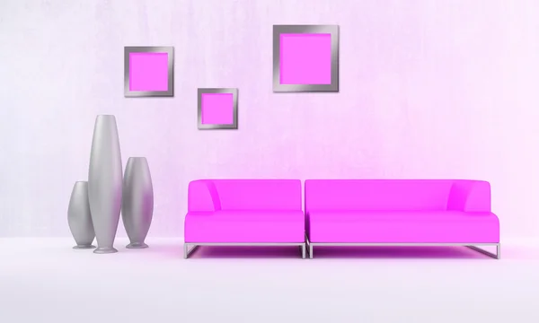 Pink Modern Sofa White Luminous Room — Stock Photo, Image