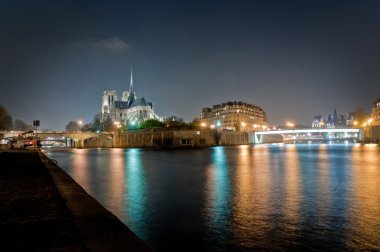 Notre dame de Paris by night clipart