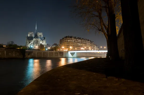 Notre dame de Paris by night — Stock Photo, Image