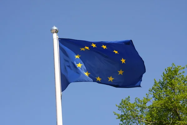 空の背景に青の欧州連合の旗 — ストック写真