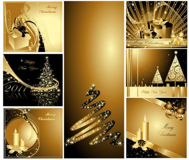 Merry Christmas and Happy New Year collection clipart