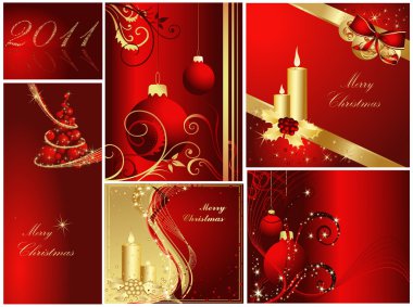 Merry Christmas and Happy New Year collection clipart
