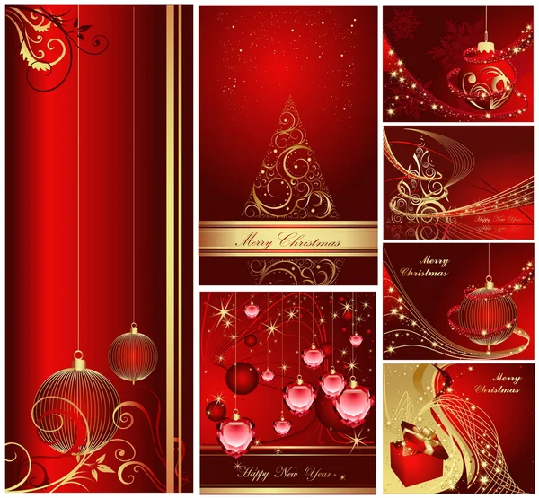Merry Christmas and Happy New Year collection — Stock Vector