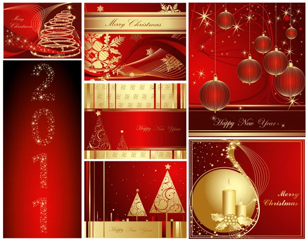 Prettige kerstdagen en gelukkig Nieuwjaar collectie — Stockvector