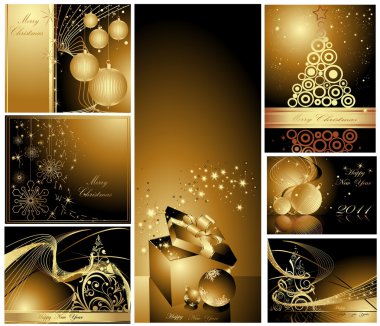 Merry Christmas and Happy New Year collection clipart