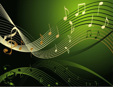 Music notes on green clipart