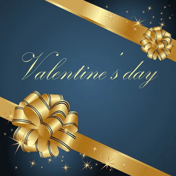 Valentine Greeting Card Gold Blue — Stock Vector
