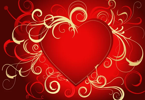 Valentinstag Grußkarte Gold Und Rot — Stockvektor