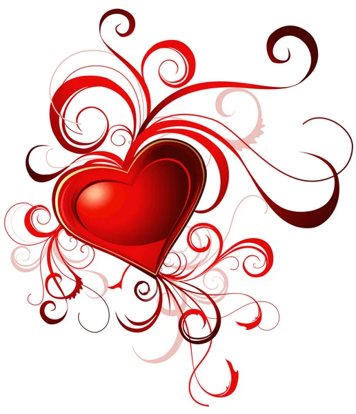 Tarjeta Felicitación San Valentín Con Corazón Rojo Líneas — Vector de stock